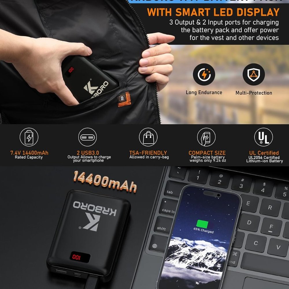 Heated Vest with 7.5-Hour Lifespan Rechargeable Battery Pack Included - Picture 6 of 12